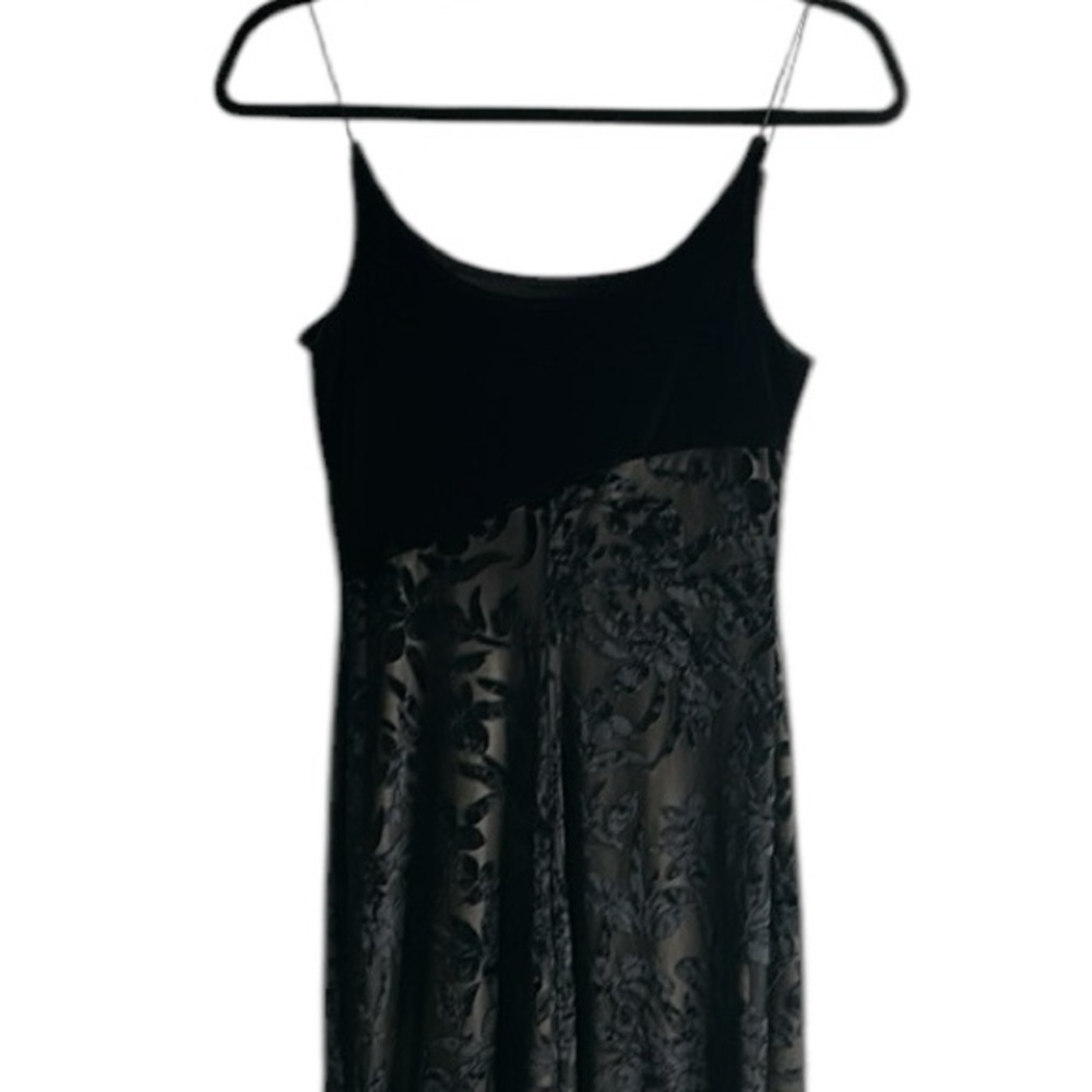 RAMPAGE black burnout velvet maxi dress SZ S whimsigoth dark romantic Y2K 90s - Picture 5 of 12